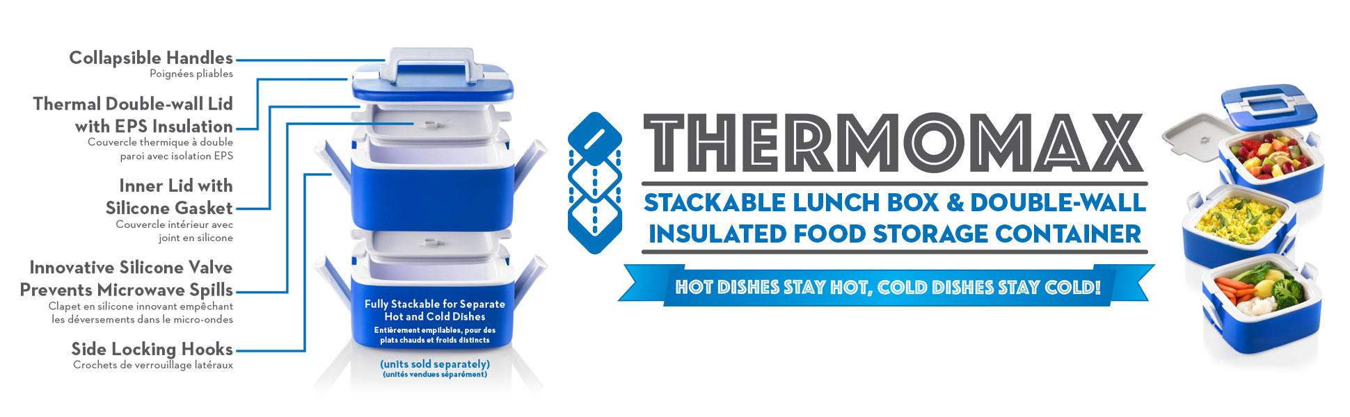 Ozeri FS3-BK ThermoMax Stackable Lunch Box Food Storage Container Black 