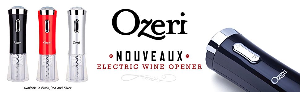 Ozeri Nouveaux Electric Wine Opener with Removable Free Foil Cutter, Refined Silver