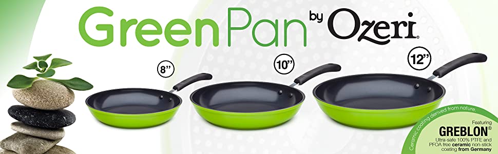 Ozeri Green Earth Frying Pan Set With Textured Ceramic Non-stick Coating for sale online 
